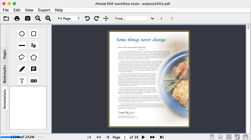 アノテーションタブが表示されたJPedal Viewer