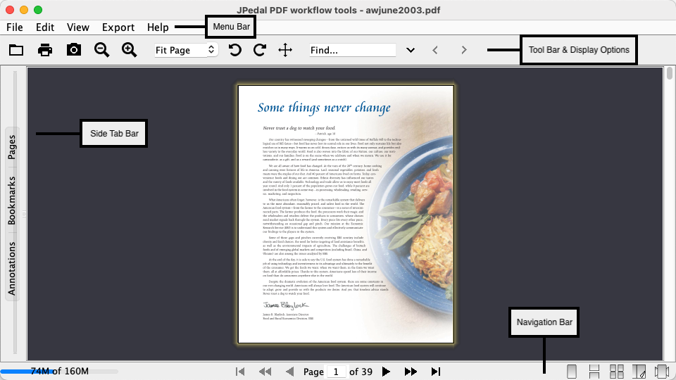 GUIの各セクションの名前を示す画像