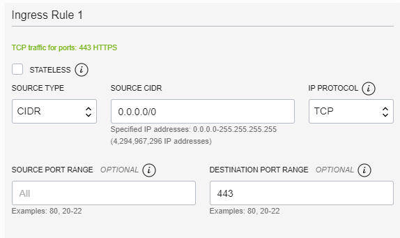 configure ingress rule