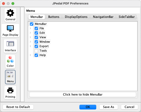 Viewer preferences window